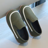 SUEDE SLIP-ON LOAFERS - OLIVE GREEN