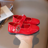 Solid Color Buckle Applique Mary Jane - Red