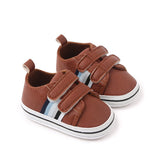 STRIPES DETAILED DOUBLE VELCRO BOOTIES - BROWN