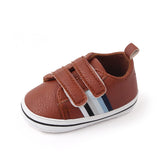 STRIPES DETAILED DOUBLE VELCRO BOOTIES - BROWN