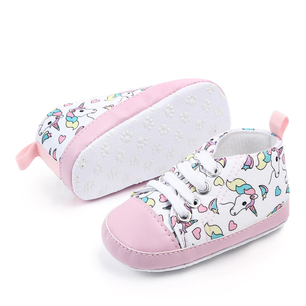 UNICORN PRINTED SLIP-ON BOOTIES - LIGHT PINK