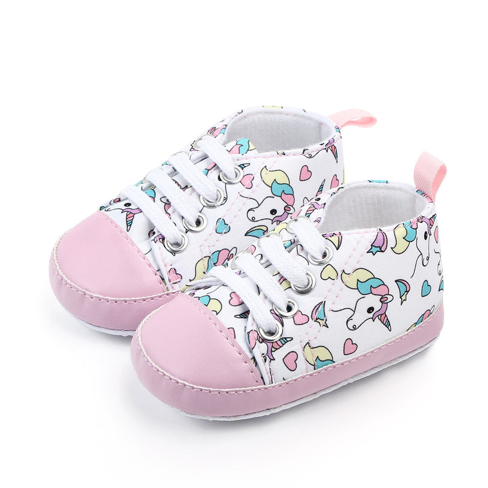 UNICORN PRINTED SLIP-ON BOOTIES - LIGHT PINK