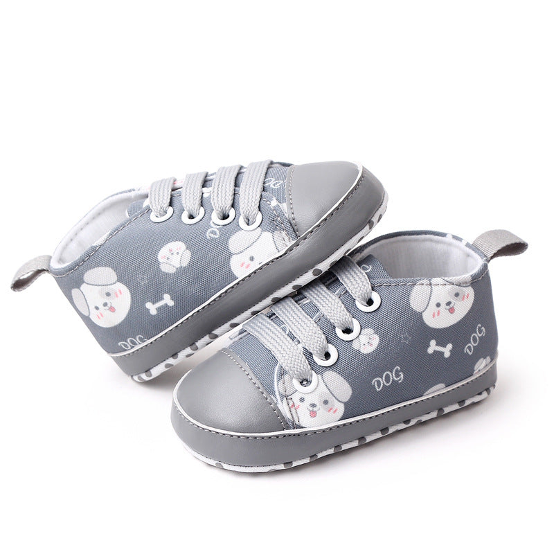 PUPPY PRINTED SLIP-ON BOOTIES - GREY