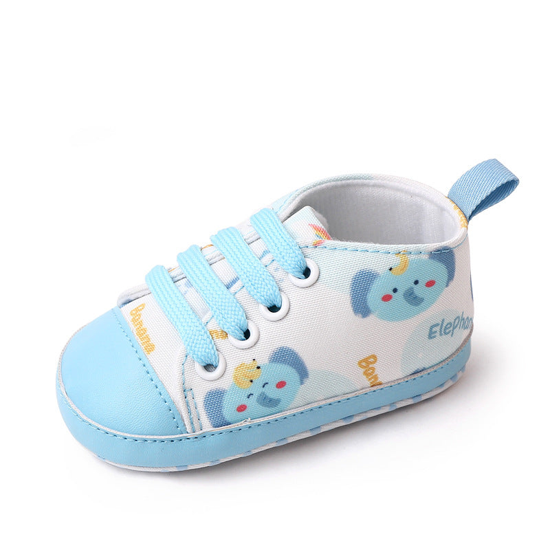 ELEPHANT PRINTED SLIP-ON BOOTIES - LIGHT BLUE