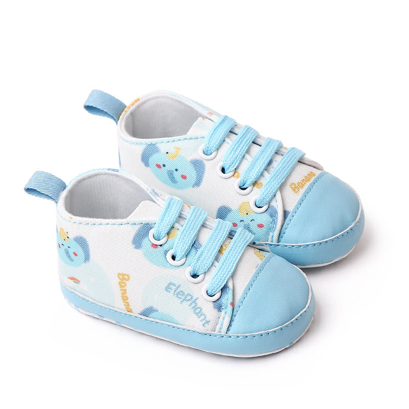 ELEPHANT PRINTED SLIP-ON BOOTIES - LIGHT BLUE