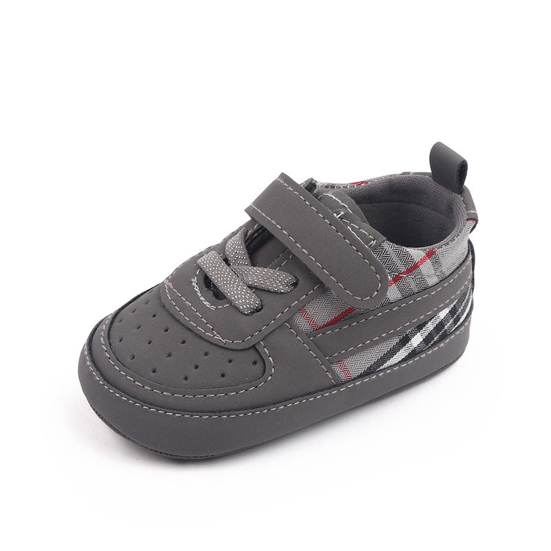 CHECKERED PRINT BOOTIES - GREY