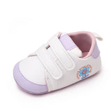 FLOWER PRINT DOUBLE VELCRO BOOTIES - WHITE & PURPLE