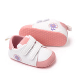 FLOWER PRINT DOUBLE VELCRO BOOTIES - WHITE & PINK