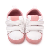 FLOWER PRINT DOUBLE VELCRO BOOTIES - WHITE & PINK