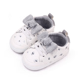 BOW APPLIQUE SHOE STYLE BOOTIES - WHITE & GREY