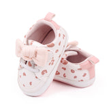 BOW APPLIQUE SHOE STYLE BOOTIES - WHITE & PINK