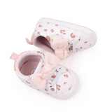 BOW APPLIQUE SHOE STYLE BOOTIES - WHITE & PINK