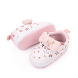 BOW APPLIQUE SHOE STYLE BOOTIES - WHITE & PINK