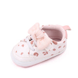 BOW APPLIQUE SHOE STYLE BOOTIES - WHITE & PINK