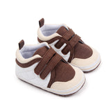 DUAL COLOR DOUBLE VELCRO BOOTIES - WHITE & BROWN