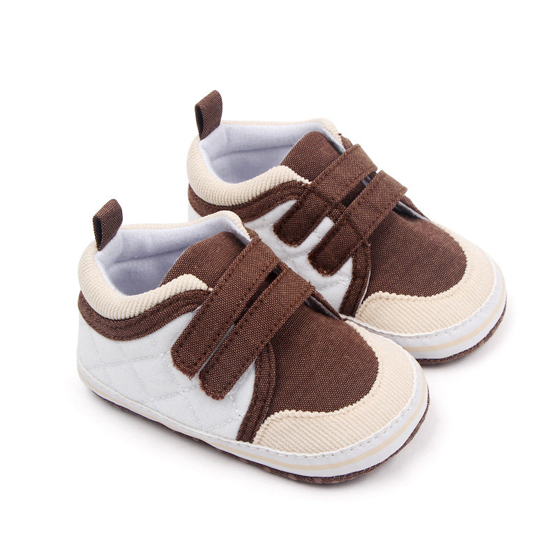 DUAL COLOR DOUBLE VELCRO BOOTIES - WHITE & BROWN