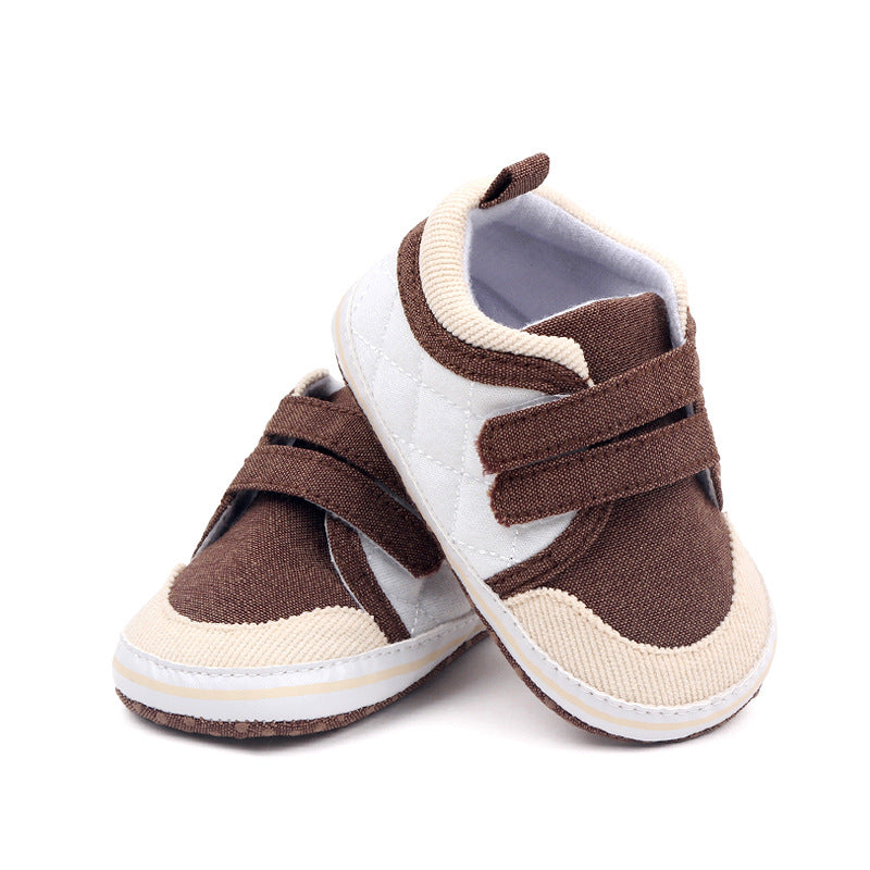 DUAL COLOR DOUBLE VELCRO BOOTIES - WHITE & BROWN