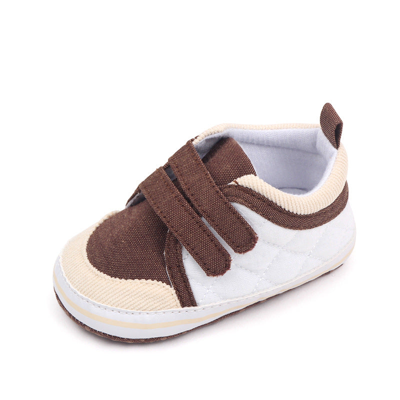DUAL COLOR DOUBLE VELCRO BOOTIES - WHITE & BROWN