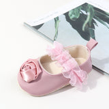 ROSE APPLIQUE BOOTIES - PINK
