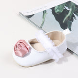 ROSE APPLIQUE BOOTIES - WHITE