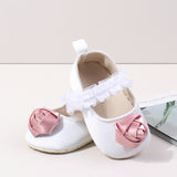 ROSE APPLIQUE BOOTIES - WHITE