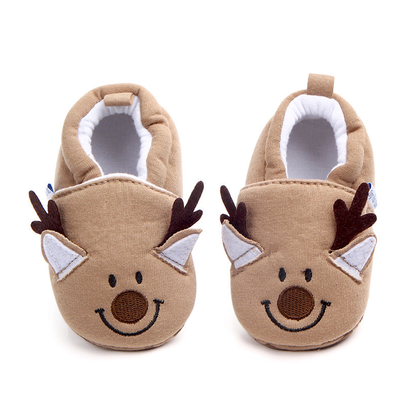REINDEER FACE SLIP-ON BOOTIES - BROWN