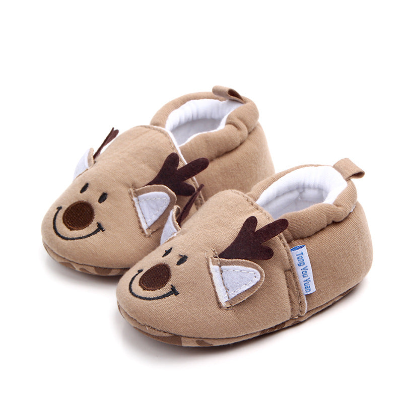 REINDEER FACE SLIP-ON BOOTIES - BROWN