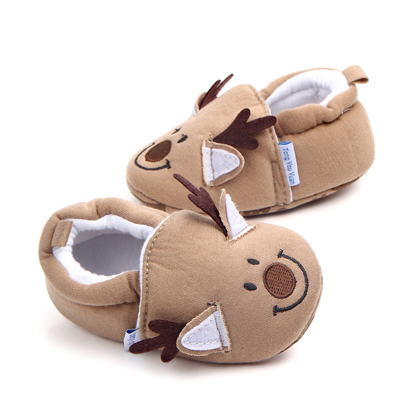 REINDEER FACE SLIP-ON BOOTIES - BROWN