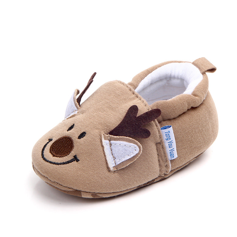 REINDEER FACE SLIP-ON BOOTIES - BROWN