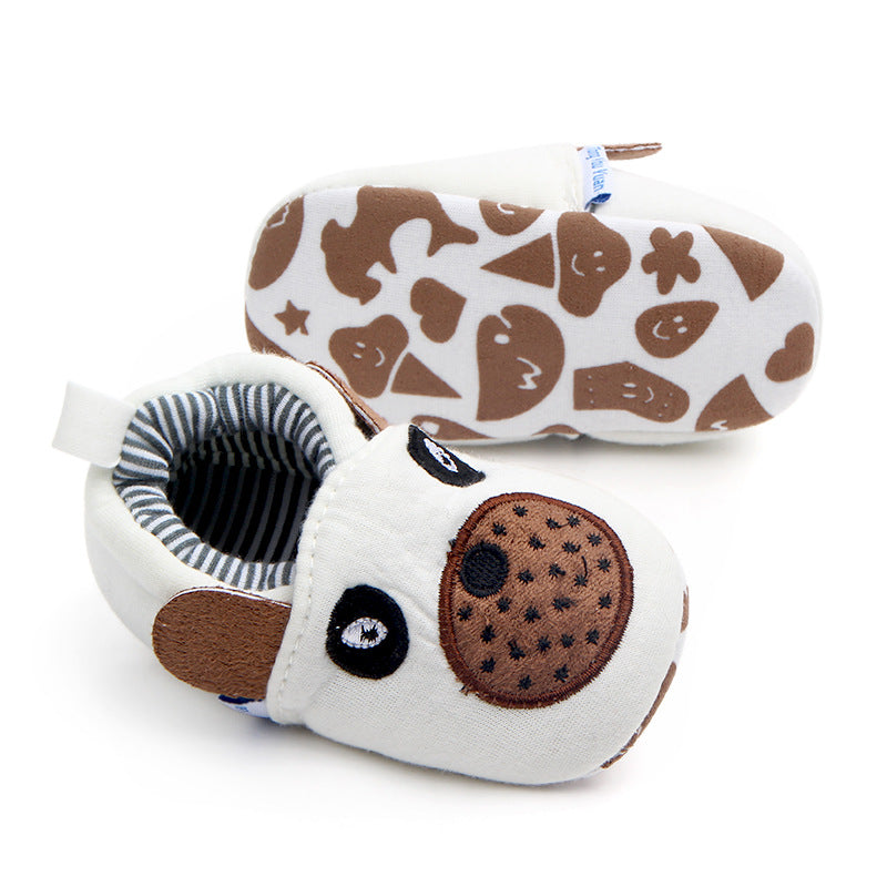 BEAR FACE SLIP-ON BOOTIES - WHITE & BROWN
