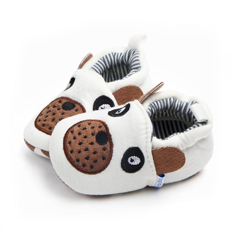 BEAR FACE SLIP-ON BOOTIES - WHITE & BROWN