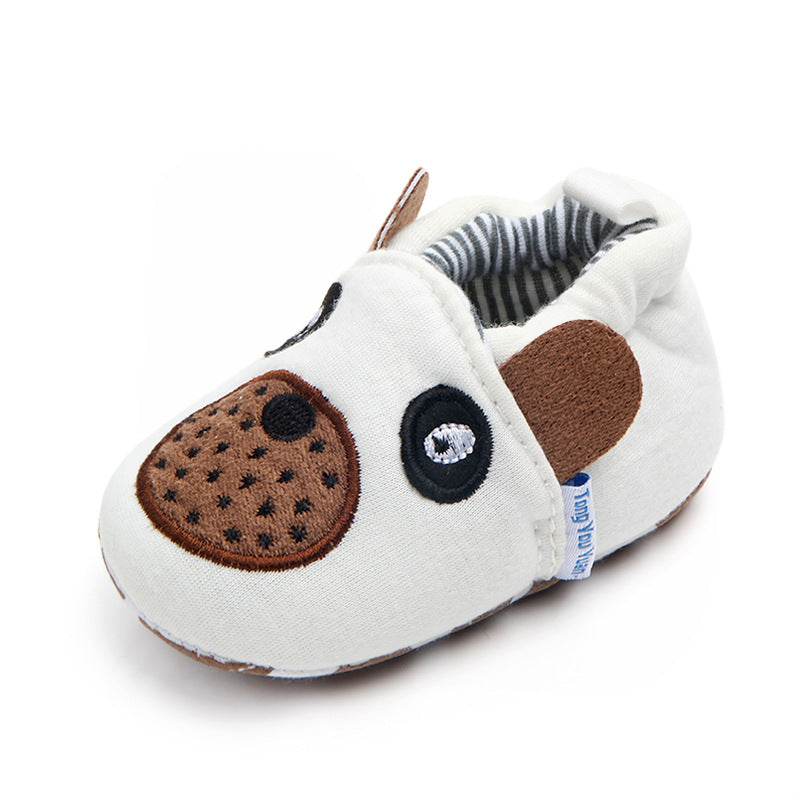 BEAR FACE SLIP-ON BOOTIES - WHITE & BROWN