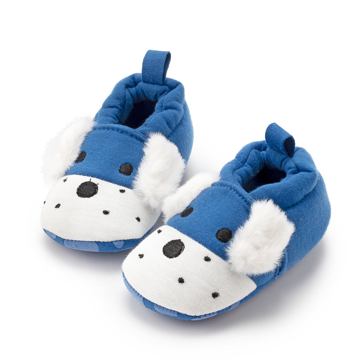PUPPY FACE SLIP-ON BOOTIES - BLUE