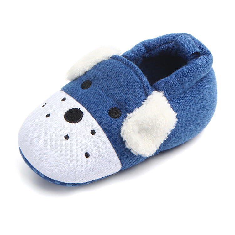 PUPPY FACE SLIP-ON BOOTIES - BLUE
