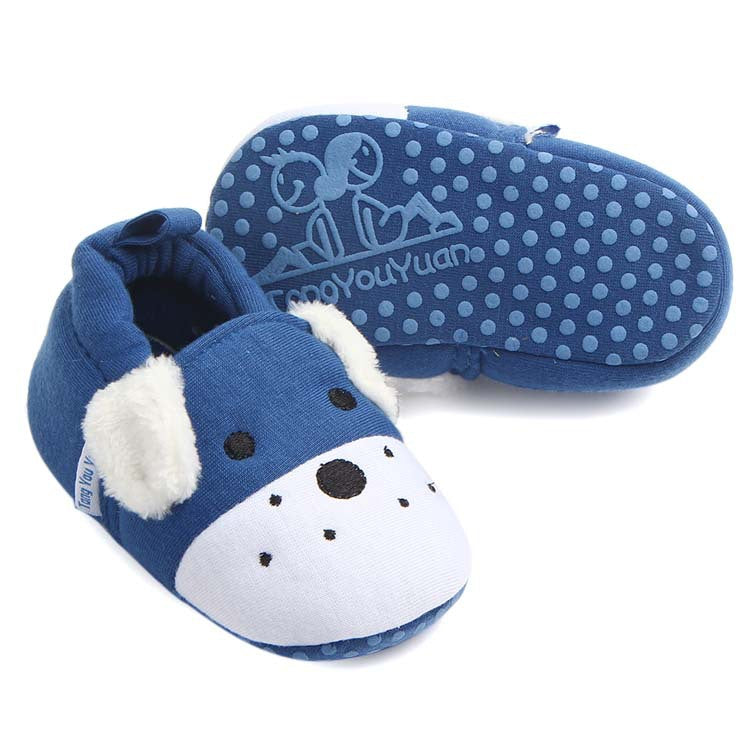 PUPPY FACE SLIP-ON BOOTIES - BLUE