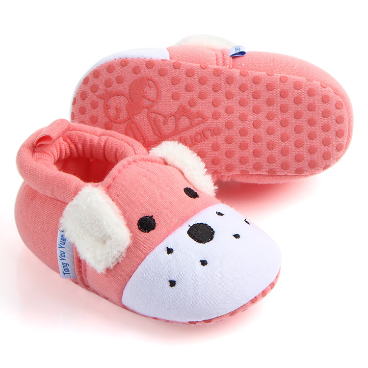 PUPPY FACE SLIP-ON BOOTIES - LIGHT PINK