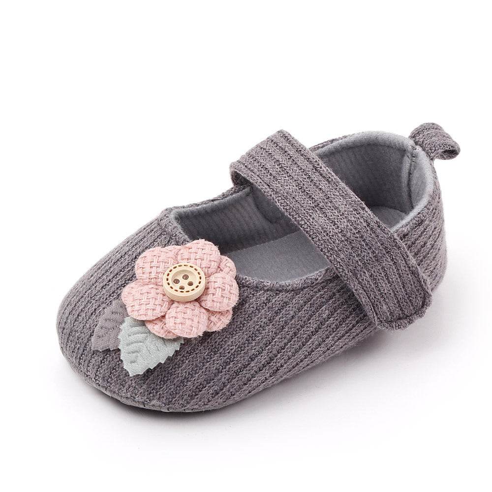 FLOWER APPLIQUE BOOTIES - GREY