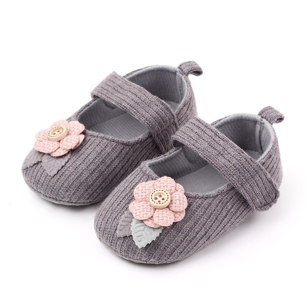 FLOWER APPLIQUE BOOTIES - GREY