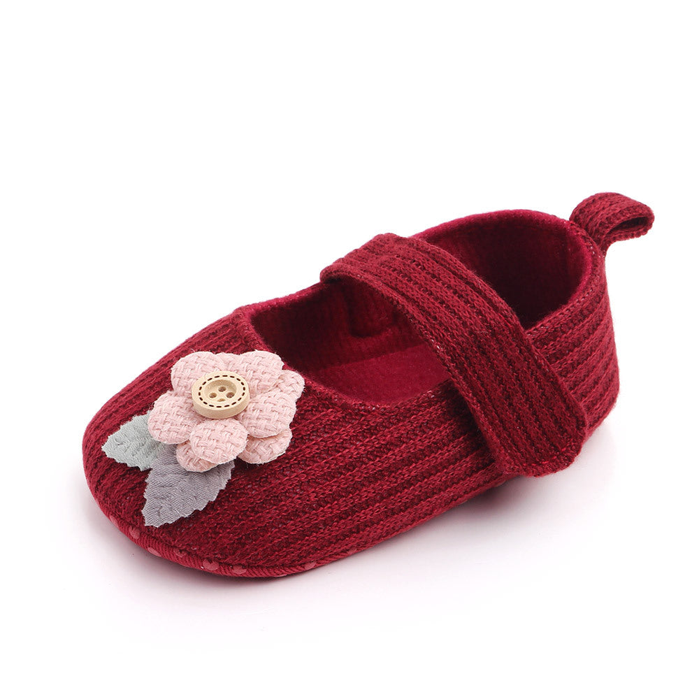 FLOWER APPLIQUE BOOTIES - MAROON