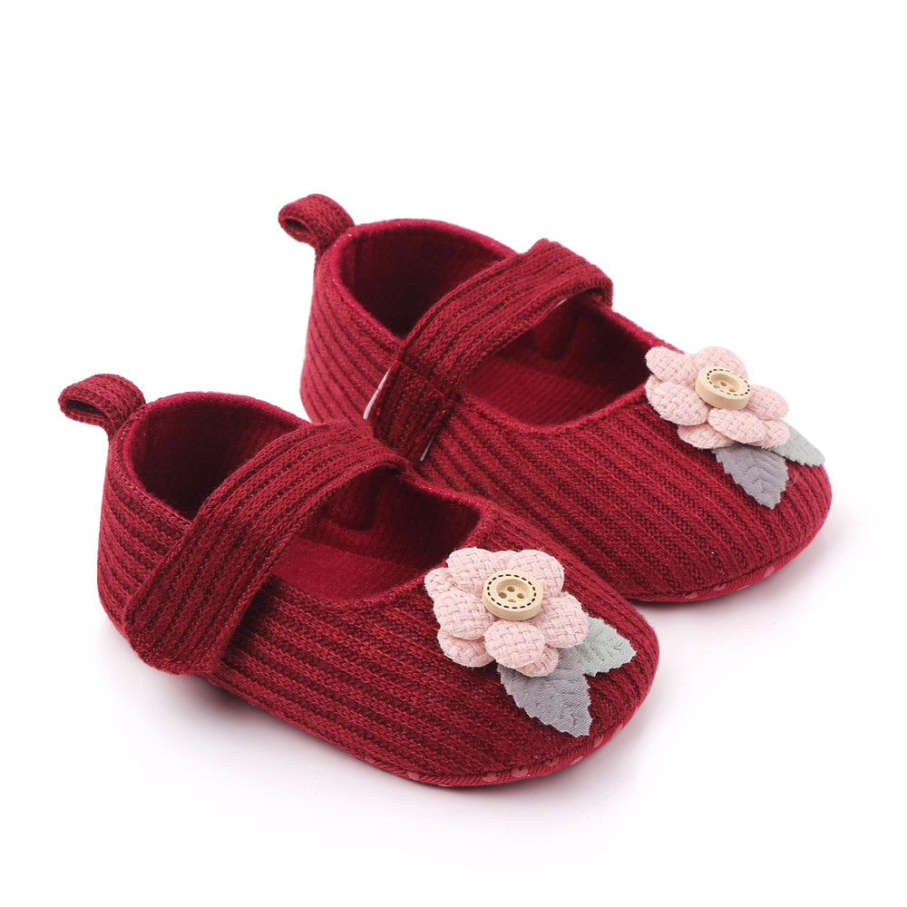 FLOWER APPLIQUE BOOTIES - MAROON