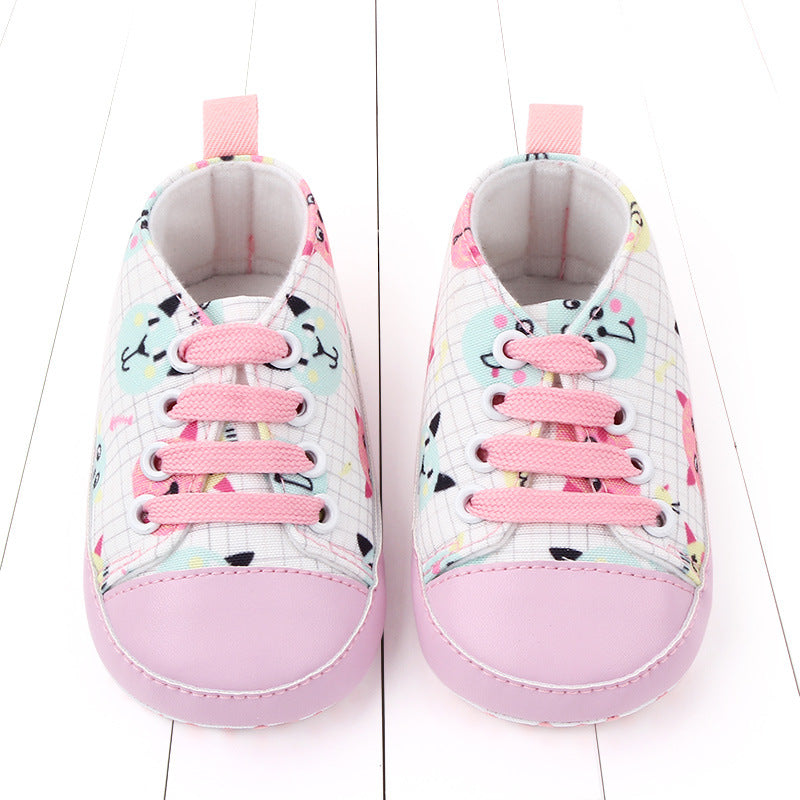 CARTOON PRINTED LACE DESIGN BOOTIES - PINK