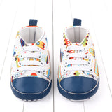 VEHICLE PRINTED LACE DESIGN BOOTIES - WHITE & BLUE