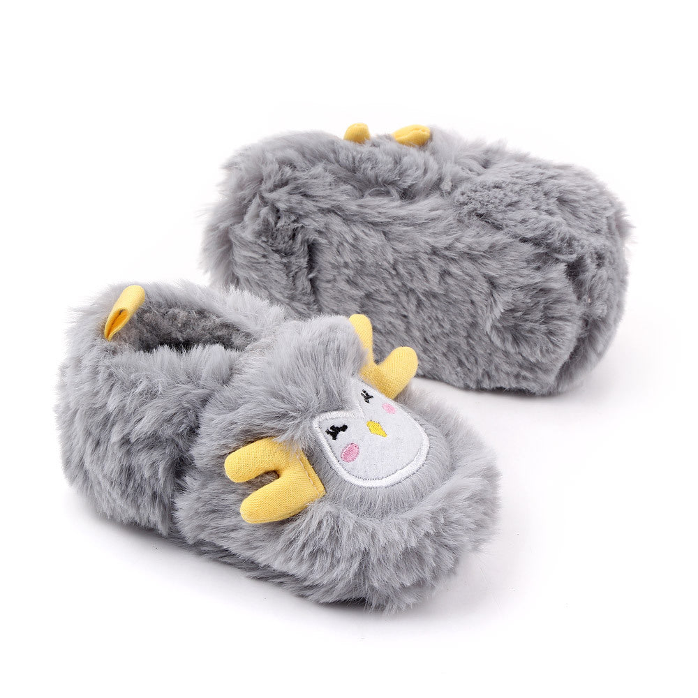 MONKEY FACE FUR BOOTIES - GREY
