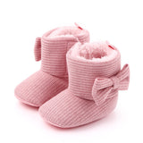 SIDE BOW HIGH TOP APPLIQUE BOOTIES - LIGHT PINK