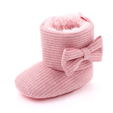 SIDE BOW HIGH TOP APPLIQUE BOOTIES - LIGHT PINK