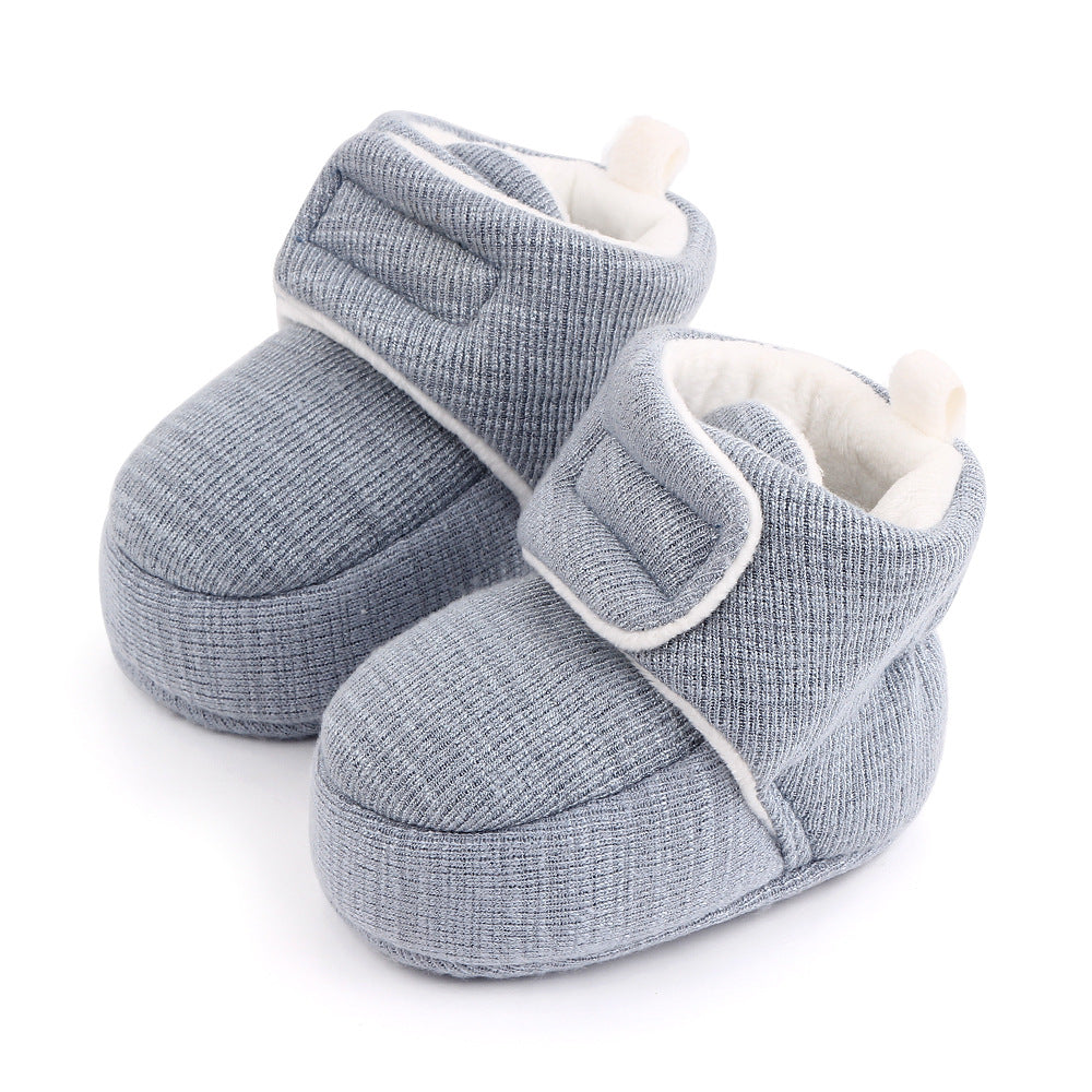 SOLID VELCRO CLOSURE HIGH TOP BOOTIES - GERY