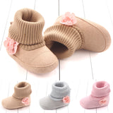 FLOWER APPLIQUE SOCKS STYLE HIGH TOP BOOTIES - BEIGE