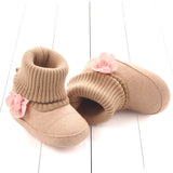 FLOWER APPLIQUE SOCKS STYLE HIGH TOP BOOTIES - BEIGE