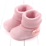 FLOWER APPLIQUE SOCKS STYLE HIGH TOP BOOTIES - LIGHT PINK
