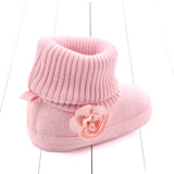 FLOWER APPLIQUE SOCKS STYLE HIGH TOP BOOTIES - LIGHT PINK